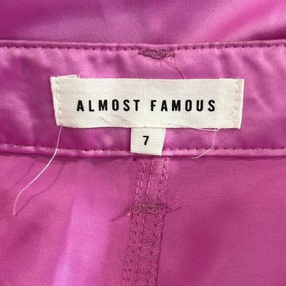 Almost Famous Metallic Shiny Pink Cargo Baggy Wide Leg Pants Junior's 7 - Picture 7 of 9